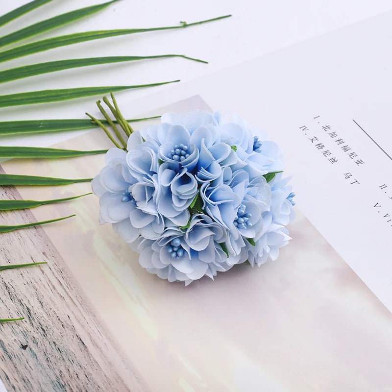 Mini artificial hydrangea flower bouquet for decoration and crafts - vue 13 sur 15