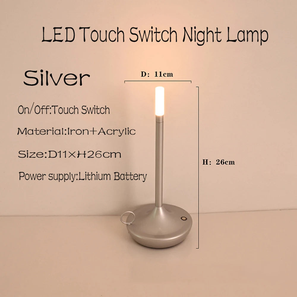 Rechargeable LED camper table lamp touch night light for creative home decor and dinner atmosphere - vue 11 sur 11