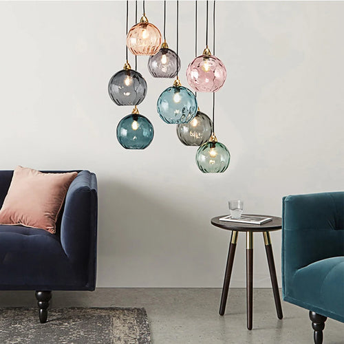 Colourful glass chandelier for restaurant - vue 4 sur 25