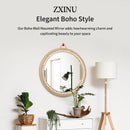 Decorative rattan wall mirror boho style hanging