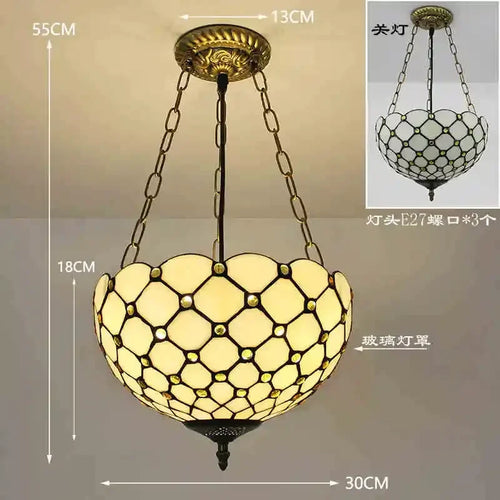 Tiffany style stained glass chandelier for interior decoration - vue 9 sur 11