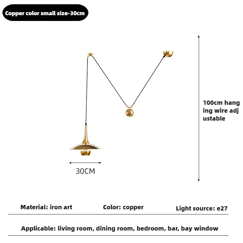 Modern flying saucer pendant light with pulley for bars and restaurants - vue 17 sur 18