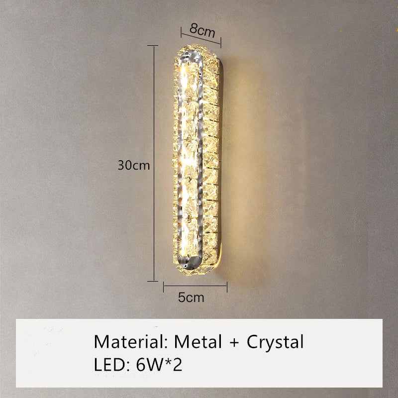 Modern oval LED crystal wall light for interior decoration - vue 13 sur 14