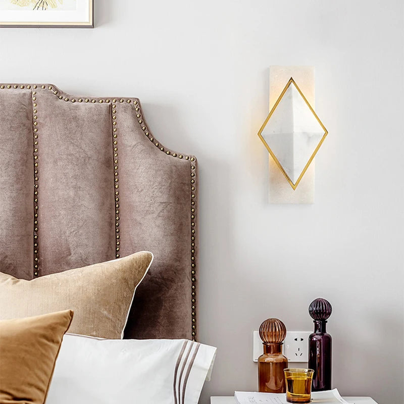 Modern marble LED wall light with internet-inspired design for hotel and cafe