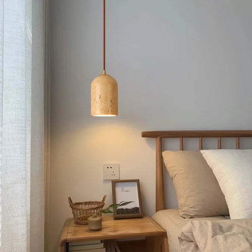 Retro LED pendant chandelier with vintage natural stone - vue 3 sur 6