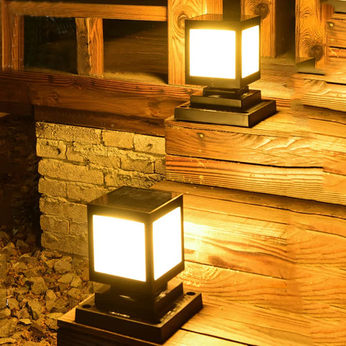 Decorative solar column lantern for garden and outdoor - vue 6 sur 20