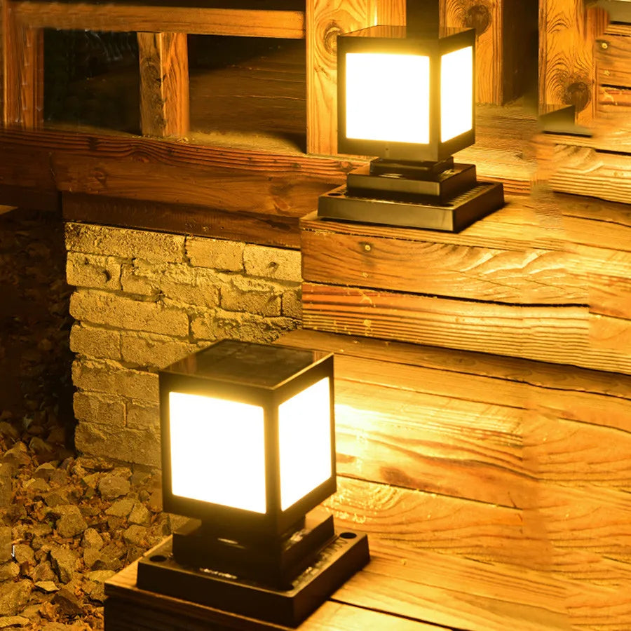 Decorative solar column lantern for garden and outdoor - vue 5 sur 20