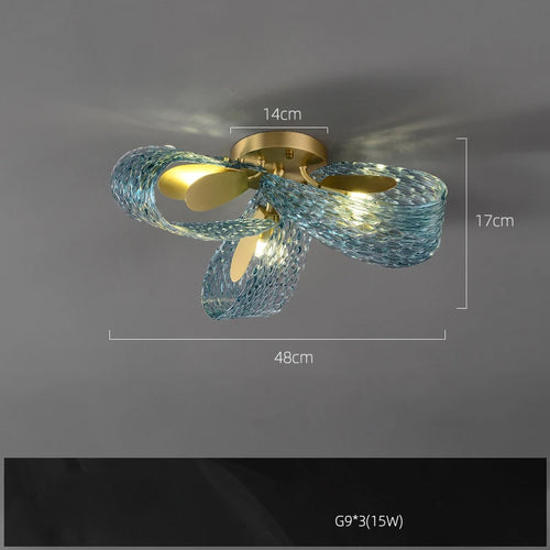 Art deco copper and blue chandelier for elegant interiors - vue 14 sur 21