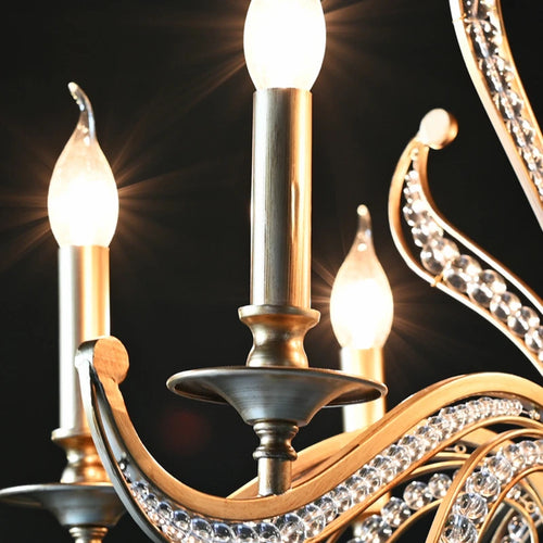 Antique gold metal chandelier with crystal decoration - vue 7 sur 8