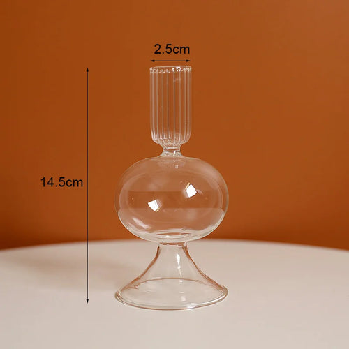 Vintage glass candle holder for weddings and romantic dinners - vue 24 sur 27