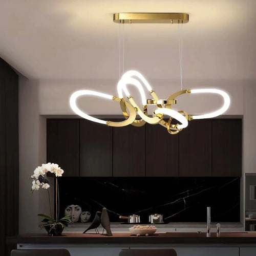 Irregular design galvanised stainless steel chandelier - vue 7 sur 12