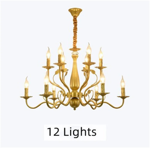 Classic American country style retro wrought iron chandelier - vue 10 sur 12