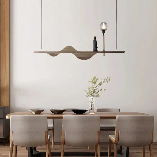 Solid wood pendant light modern zen style for creative lighting - vue 7 sur 10