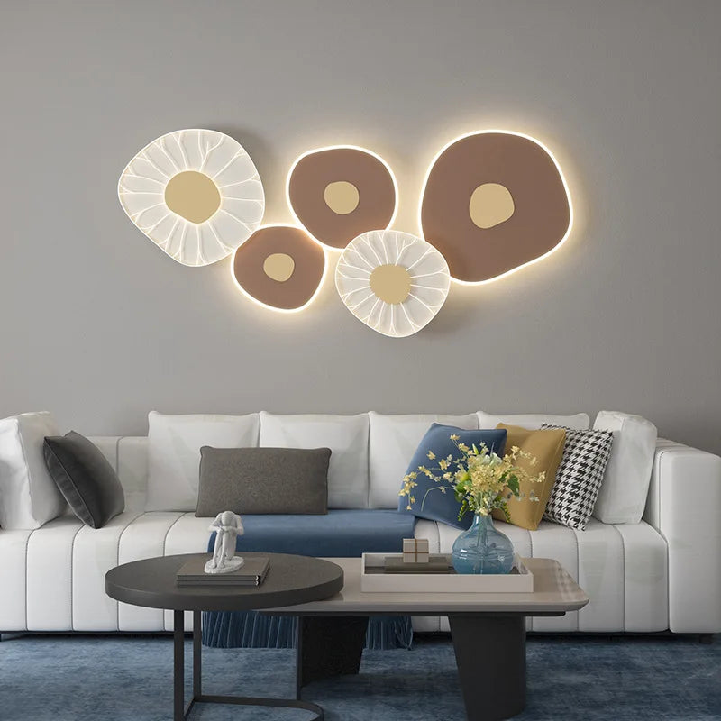 Lotus leaf LED wall light with 3 lights, variable dimming, artistic decoration