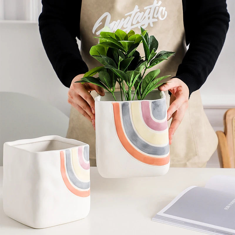 Nordic style handmade ceramic succulent flower pot