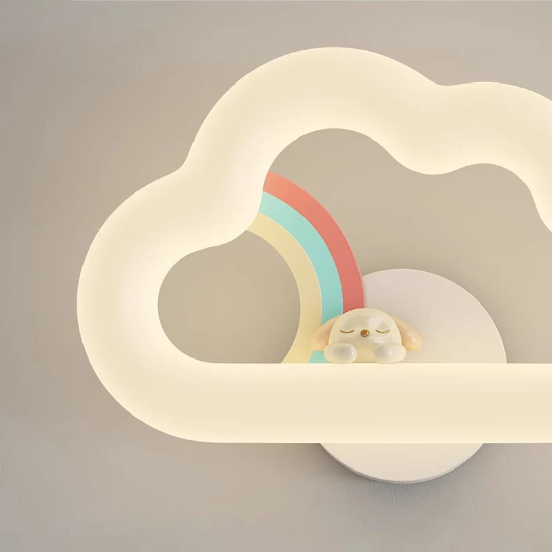 Rainbow cloud LED wall light for children's room - vue 4 sur 6