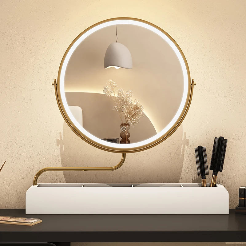 retro wooden led decorative mirror for makeup