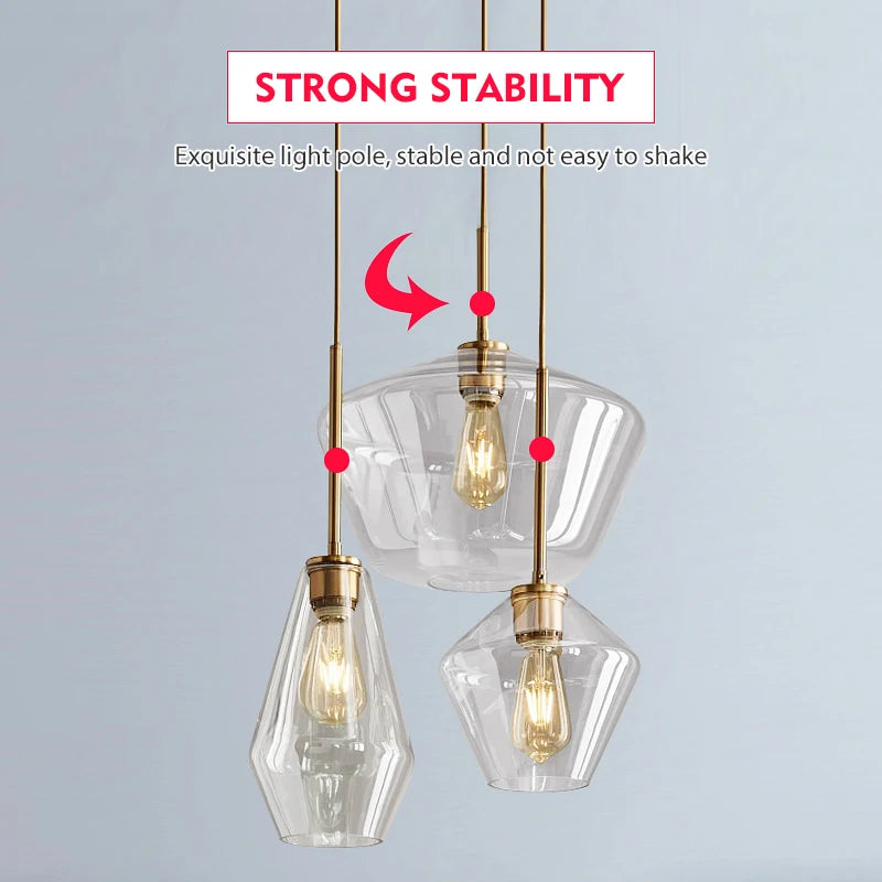Modern Nordic glass pendant light, creative minimalist style - vue 4 sur 14