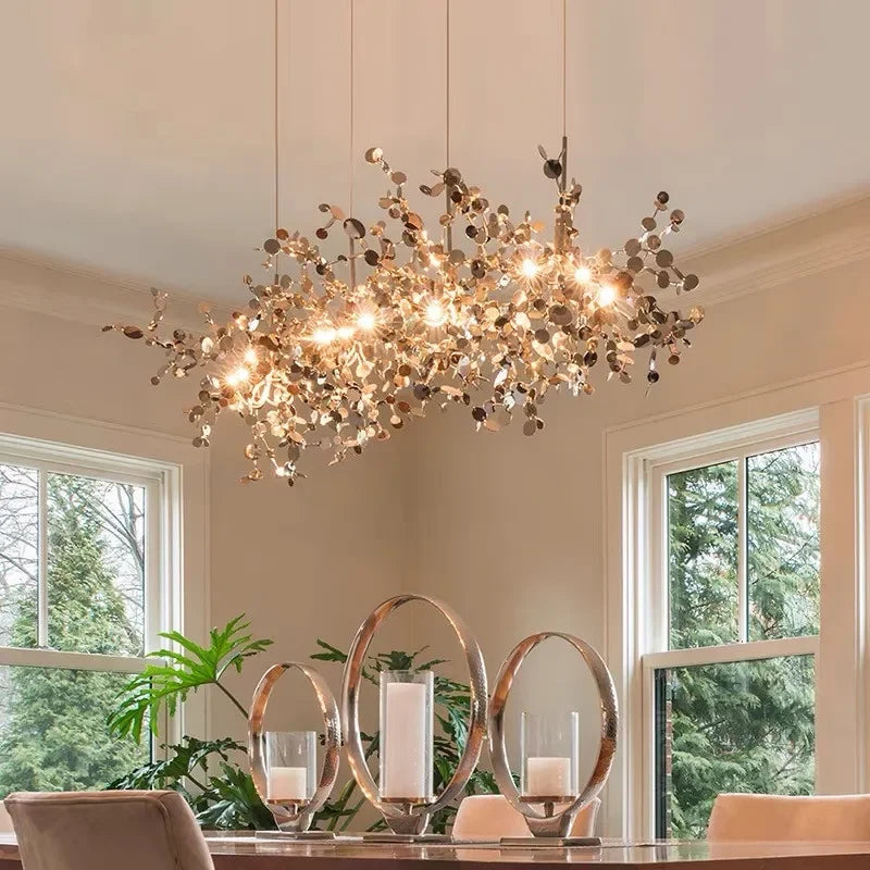 Modern stainless steel chandelier for restaurant and shop - vue 3 sur 24