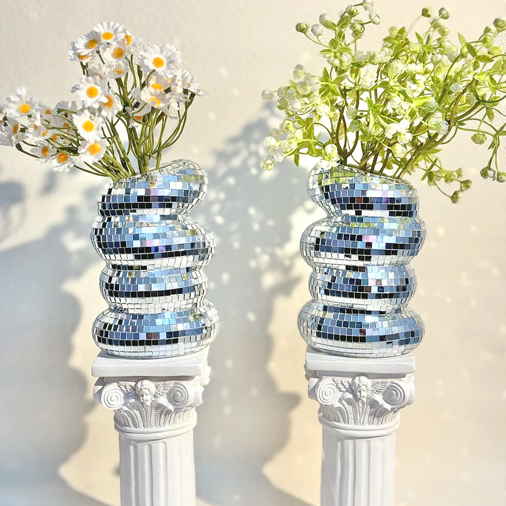 spiral vase disco ball modern decoration for flowers - vue 5 sur 7