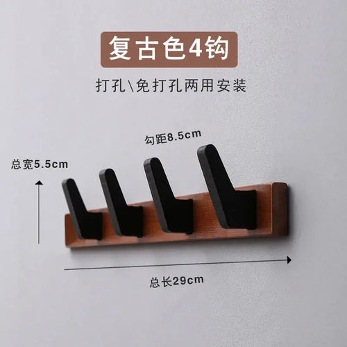 bamboo wood clothes hook for wall storage - vue 7 sur 8