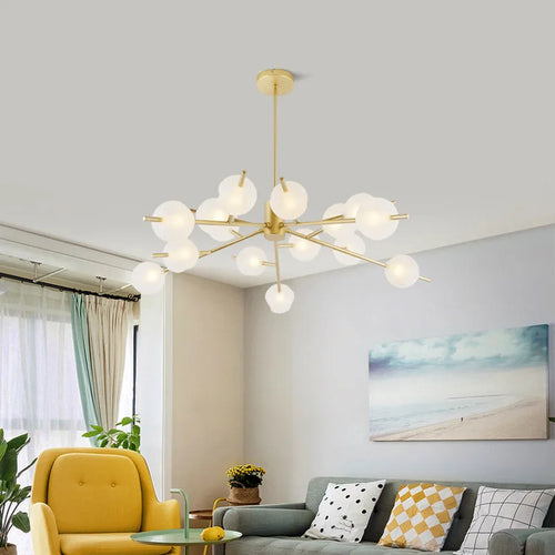 Modern minimalist glass bubble chandelier - vue 3 sur 12