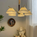 Nordic retro pendant light with pleated fabric shade decorative lamp