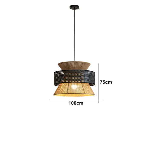 Chinese sabi wabi style rattan pendant light - vue 24 sur 24