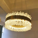 Modern crystal LED chandelier with adjustable height for home decor