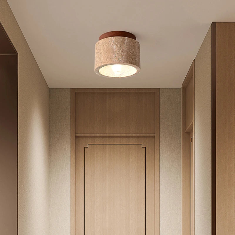 Japanese wabi sabi decorative ceiling spotlight retro modern yellow cave stone cream hallway balcony