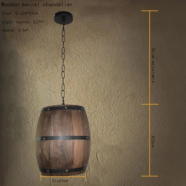 Vintage industrial wooden chandelier for bar and café décor