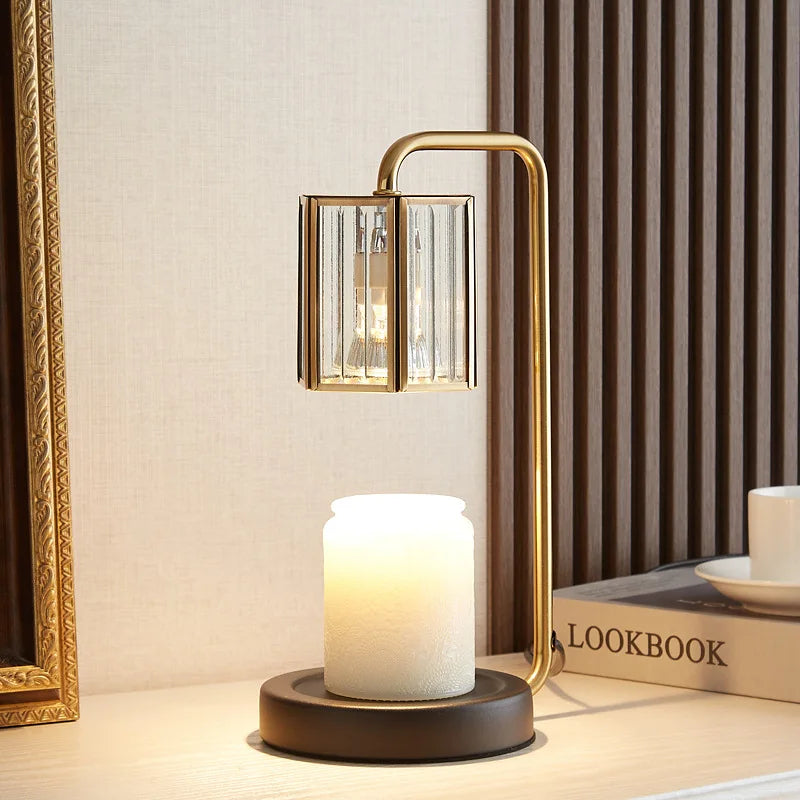 Dimmable glass candle warmer lamp with timer lantern 2 bulbs