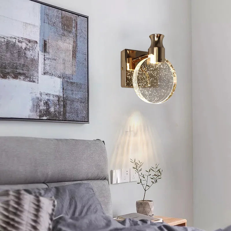 Luxury decorative crystal LED wall light and night lamp