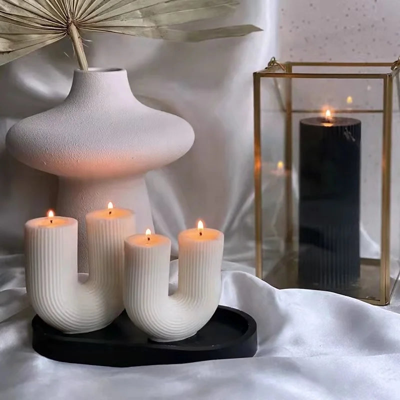 geometric u-shaped scented candles for home decor