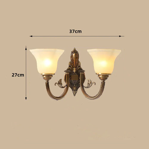 Vintage copper chandelier with frosted glass lampshade - vue 19 sur 20