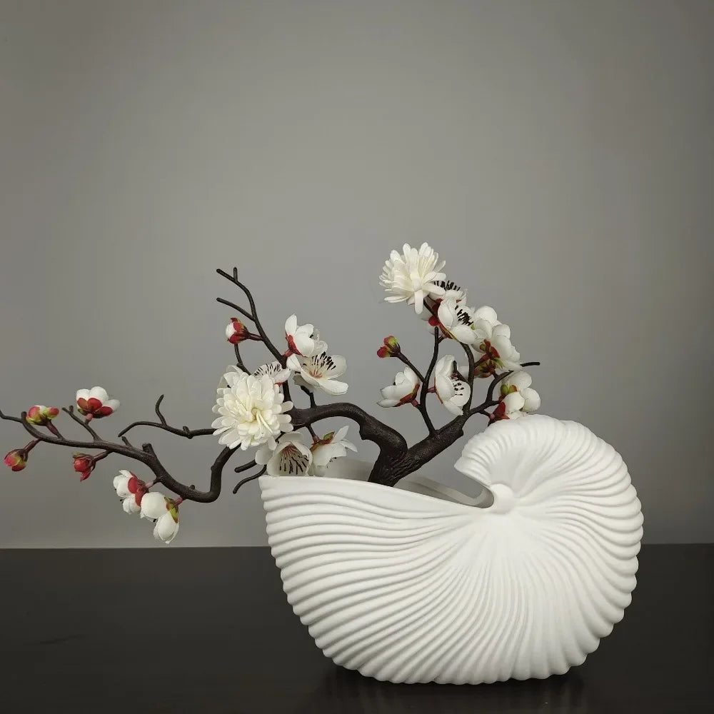 ceramic shell vase for handmade floral decoration