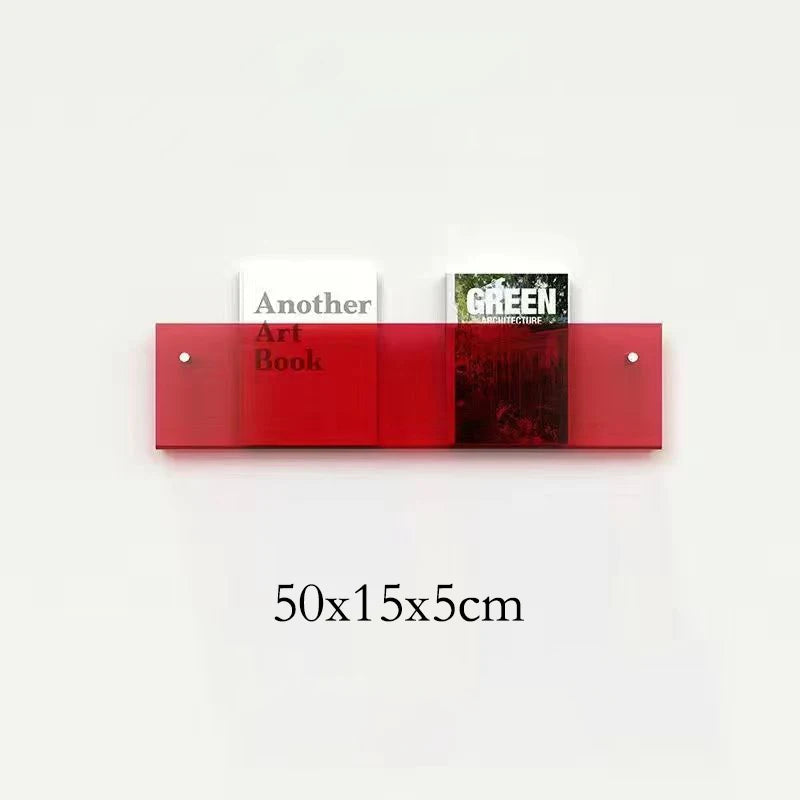 acrylic floating wall shelf magazine rack and literature organizer - vue 8 sur 52