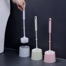 Toilet brush with holder and soft bristles for quick cleaning