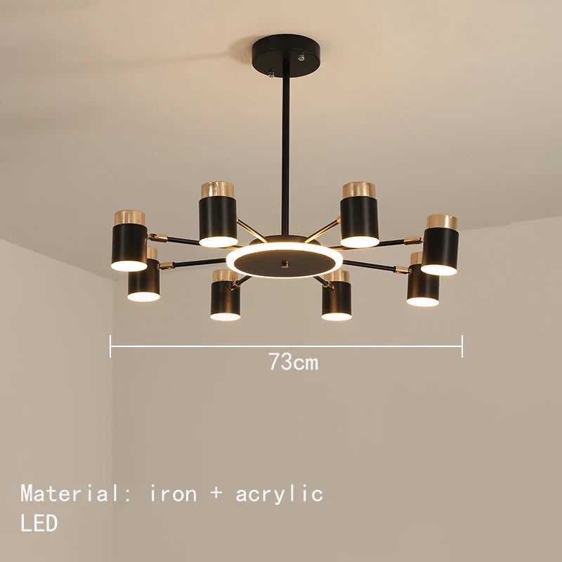 Rotating metal LED chandelier with 3 dimming levels - vue 10 sur 11