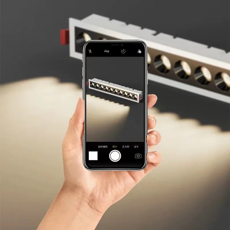 Dimmable LED ceiling light with integrated linear lighting for indoor spaces