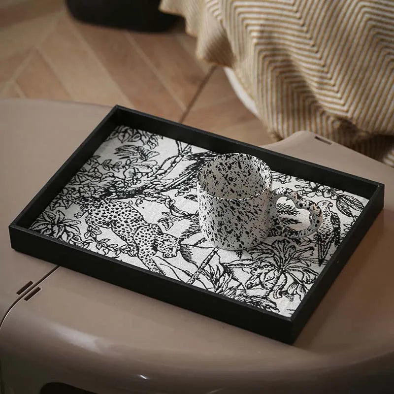 retro decorative leather tray for storage and display - vue 5 sur 8