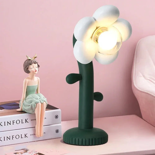 decorative pink flower resin table lamp for interiors - vue 4 sur 7