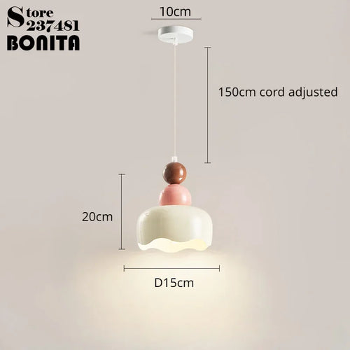 Cream floral pendant light for a warm atmosphere - vue 6 sur 8
