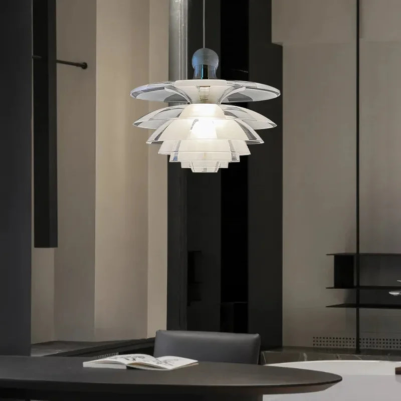Modern glass LED chandelier with Scandinavian design, elegant pendant lighting