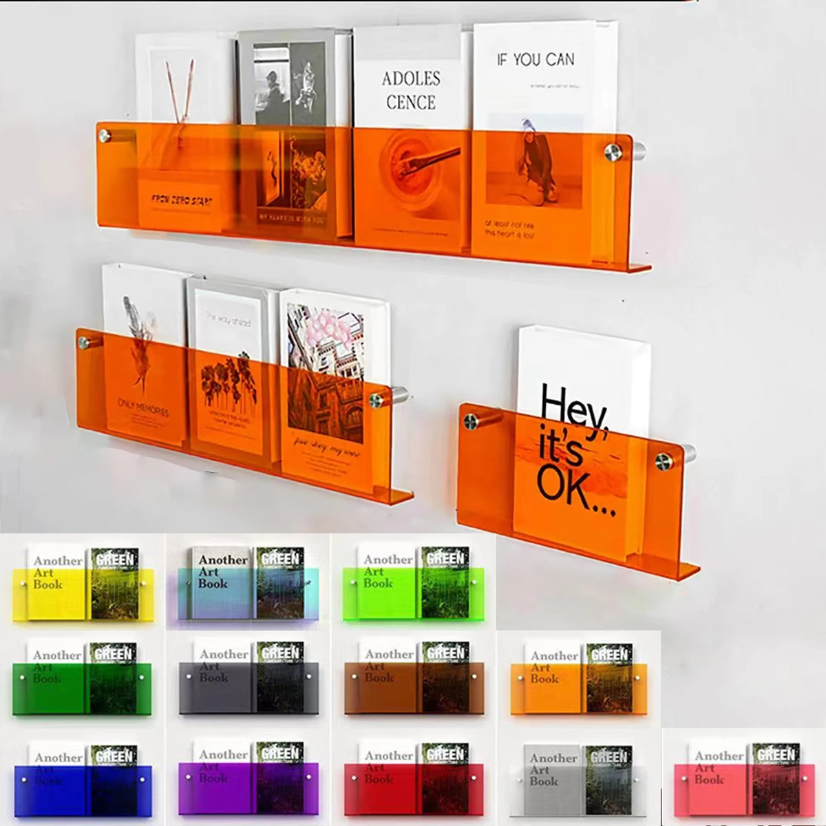 acrylic wall-mounted brochure holder for magazines and literature