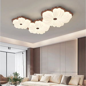 Modern wooden flower ceiling light for indoor decoration