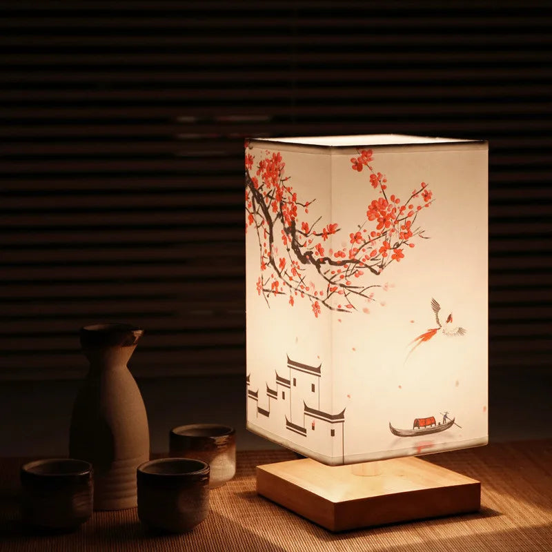 Chinese style dimmable square LED table lamps
