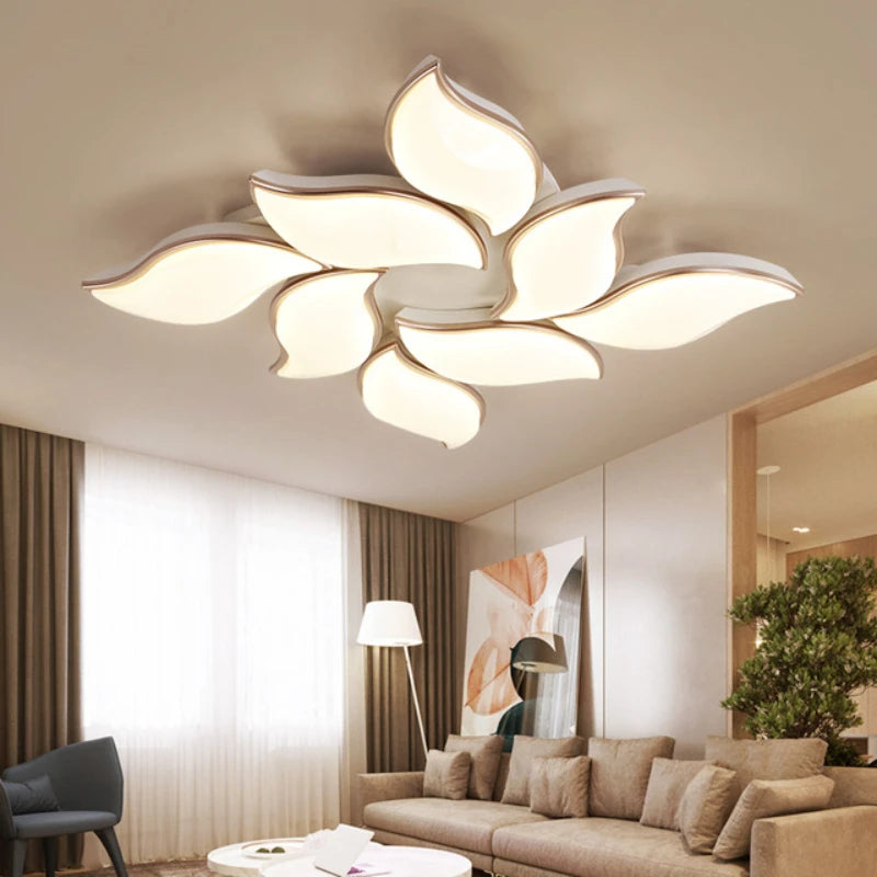 Modern decorative chandelier with remote control and floral design
