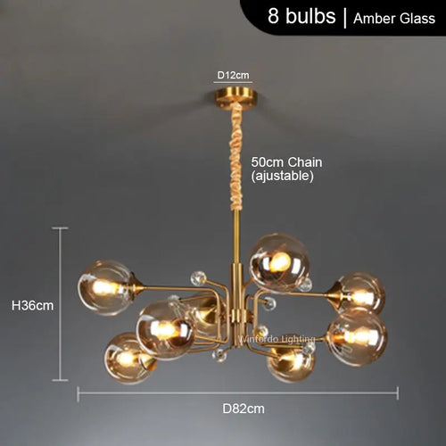 lustre led moderne 10 globes - vue 19 sur 18