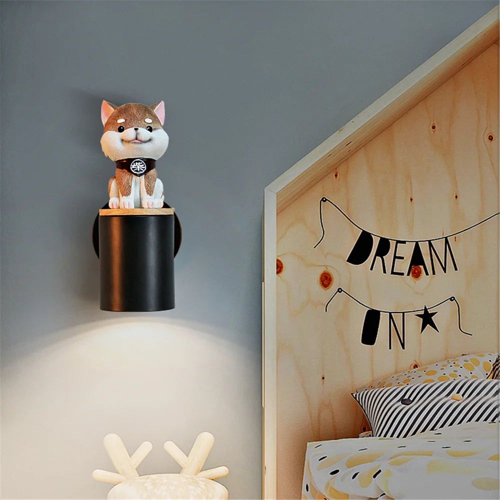 Creative LED wall light cat and dog for children - vue 10 sur 12